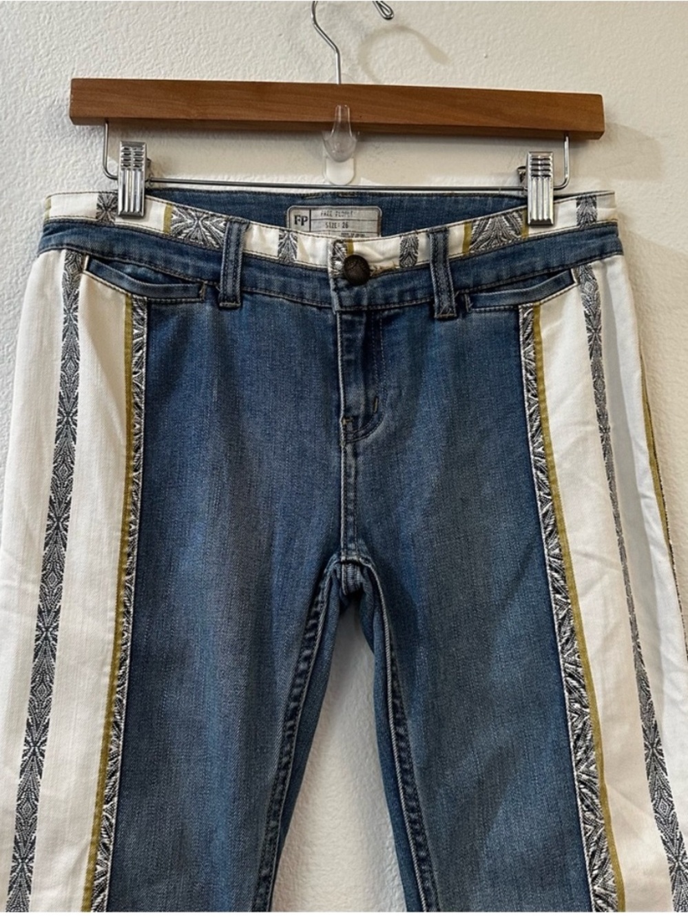 Free People Danica low rise flat jeans with patchwork details - Picture 8 of 9
